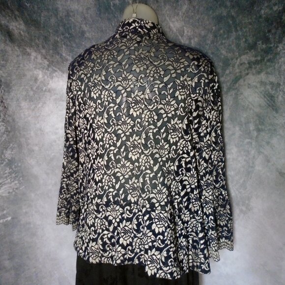 Black Lace Formal Jacket 80s Vintage Plus Size / Any Size FABULOUS SLEEVES! - Picture 3 of 10